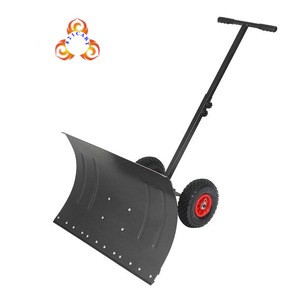 Adjustable handle  snow mover cart snow removal shovel and snow pusher with  double wheels