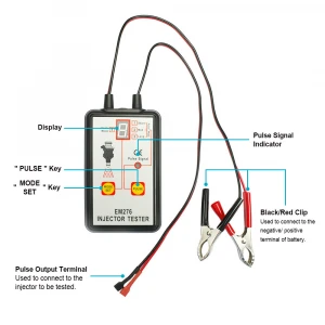 Allosun EM276 Automotive Fuel Injector Tester Car Diagnose Tool 4 Pulse Modes 12V Car Injector Cleaner Adjunct