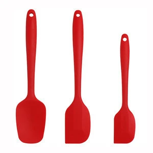 amazon hot sale 3 pcs BPA free non-stick heat resistant premium kitchen red silicone spatula set for cooking baking and mixing