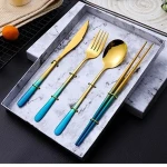 Amazon hot sale 304 Stainless Steel dinnerware sets Western Tableware Steak Knife, Fork and Spoon Gift Set