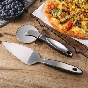 Amazon new 2 pack set stainless steel pizza cutter wheel slicer shovel turner server tools set with plastic non slip handle