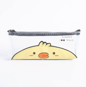 Animal Cartoon Clear Custom Print Cute Kids Pen For Pvc Case Plastic Zipper Bag With Printed School Transparent Pencil Bag
