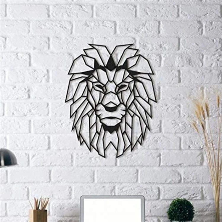 Animal shape lion metal decoration Laser cutting decor for living room Wall mounted decoration
