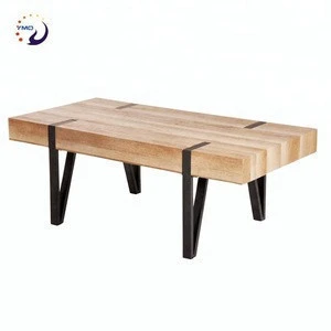 Antique top China nordic Furniture living room Cheap Luxury MDF  designer wood with metal legs modern wooden coffee table