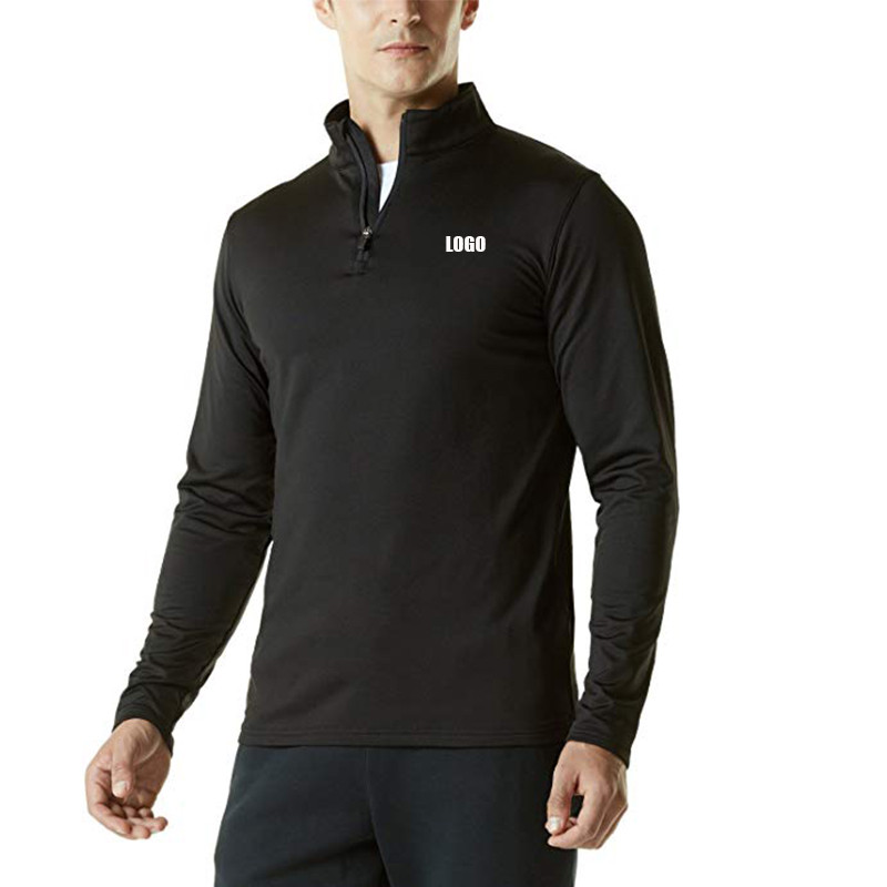 Athletic Apparel Manufacturer OEM Long Sleeve t shirts 95%Polyester5%Spandex Quarter Zip Shirt