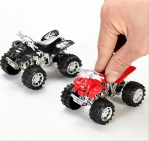 ATV plastic pull back toy, Terrain Vehicle custom pull back car, motor bike making pull back car
