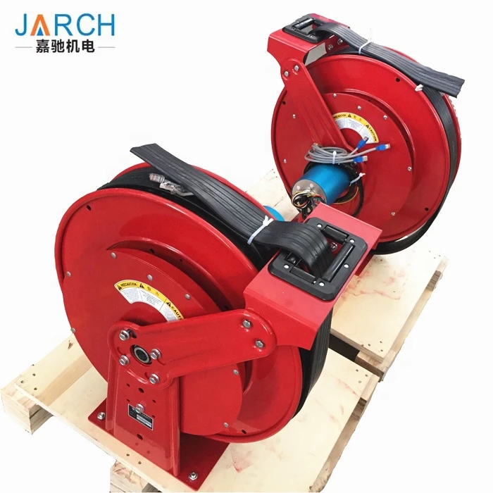Auto heavy duty spring rewind hose reel cable reel with slip ring and gear brush