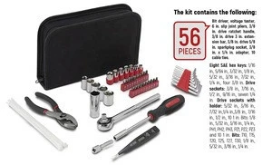 Auto Tool Kit with Zippered Case, 56 Pieces