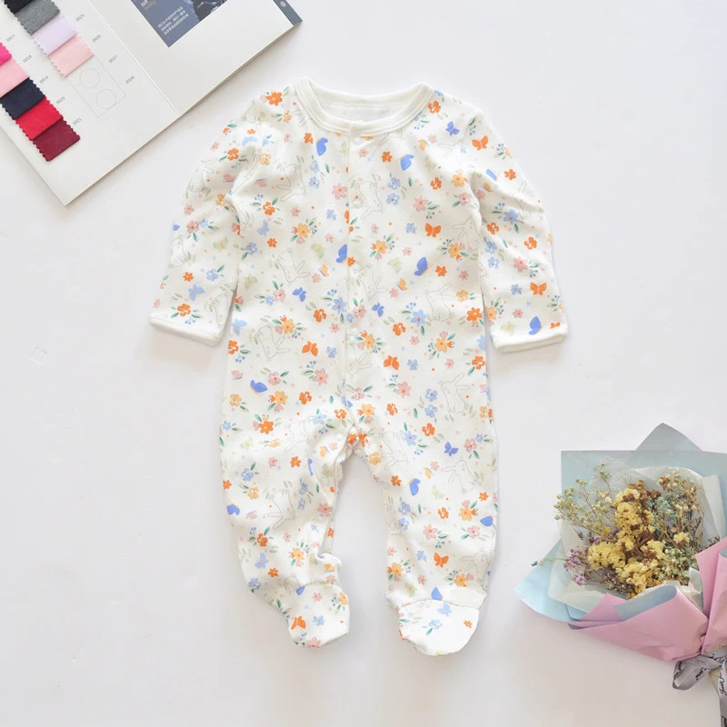 Baby Spring Rompers Crotch Organic Cotton Ribbed Newborn Clothes Baby Romper
