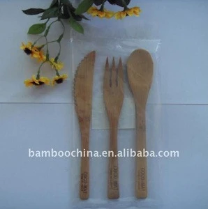 Bamboo re-use cutlery knife/fork/spoon set