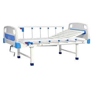 Baoding cheap price 2 cranks manual adjustable hospital bed with aluminum side rail