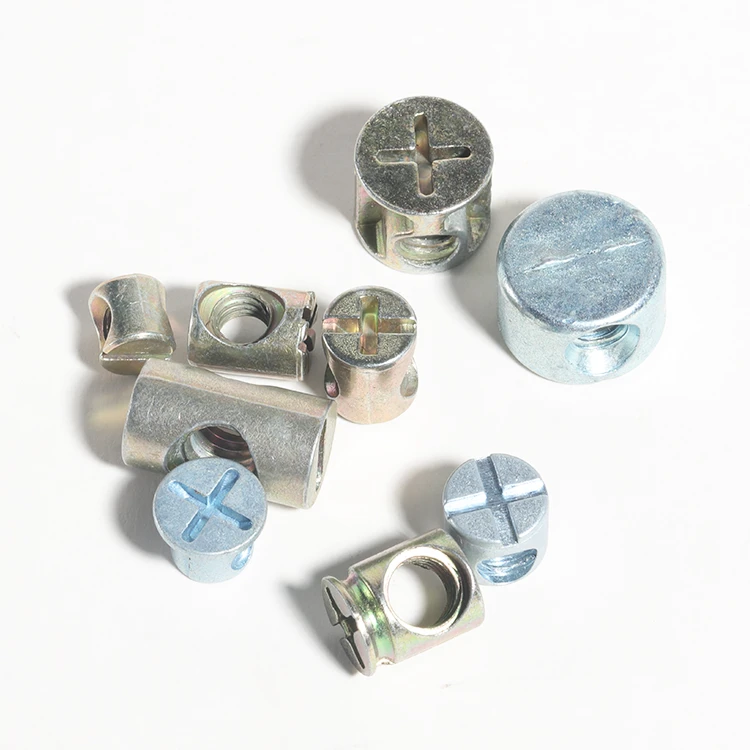 Barrel Bolts Cross Dowel Slotted fittings for Beds Crib Chairs Horizontal hole nut hammer embedded nut bolts nuts screws