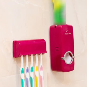 Bathroom Accessories Set Toothbrush Holder Automatic Toothpaste Dispenser Holder Toothbrush Wall Mount Rack Bathroom Tools Set