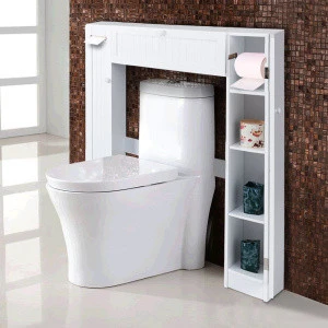 Bathroom Furniture Multifunction Wooden Storage Organizer Over Toilet Rack With Adjustable Shelf