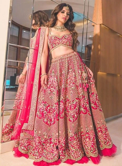 Beautiful Bridal Indian/Pakistani Lehenga Choli Dress with Heavy Zardozi embroidery  for Wedding -2020