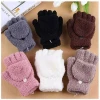 Best Selling custom thicken outdoor clamshell warm coral wool women fingerless gloves