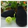 Black Coral Fleece Hotel Slippers with Embroidered Logo Guest Slippers for Hotel Amenities