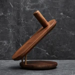 Black walnut wood hair dryer barber shop air tube bracket desktop brass solid Wood Hair Dryer Stand Holder