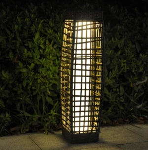 Bright Outdoor garden Solar Powered rattan lawn Lamp Light, Weather Resistant Rattan Floor Lamp for Patio, Deck, Path and Gard