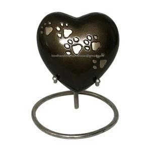 Brown cremation urns for ashes Heart shape with paw pet urns pet dog cat ashes storage jar urn