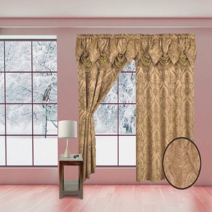 Burgundy Elegant Penelopie Jacquard Look Curtain Panel with Valance
