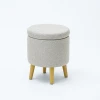 Caoxian Huashen Multifunctional stool round velvet wooden storage ottoman stool with 4 wooden legs in kd