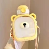 Cartoon Unisex Square Bear Plastic Water Bottle Candy Colored for Kids and Adults