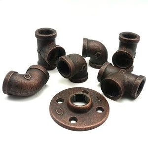Cast iron pipe fitting bronze plated malleable iron floor flange retro vintage industrial stype DIY furniture decoration fitting