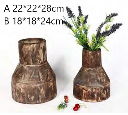 CF18650B wood flower  vase solid wood handicraft art  wooden flower vases
