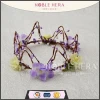 Cheap elegant plastic purple silk flower wedding crown tiaras