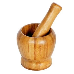 Cheap Granite Mortar And Pestle Kitchen Squeeze Tool Set Natural Wood Bamboo Garlic Masher Custom