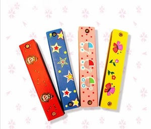 Children hot selling cheap price wooden painted harmonica