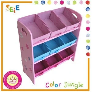 children toys storage cabinets with boxes,wood kids toy Storage cabinet room deco