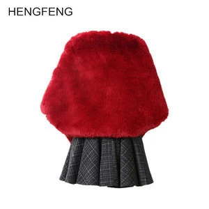 China Factory Red Womens Fashion Faux Fur Wedding Party Shawl