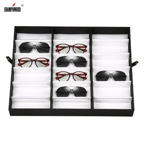 China Factory Supplier High Quality OEM Handmade Portable Black Nylon Cloth 18 Slots Glasses Display Case for Sunglasses