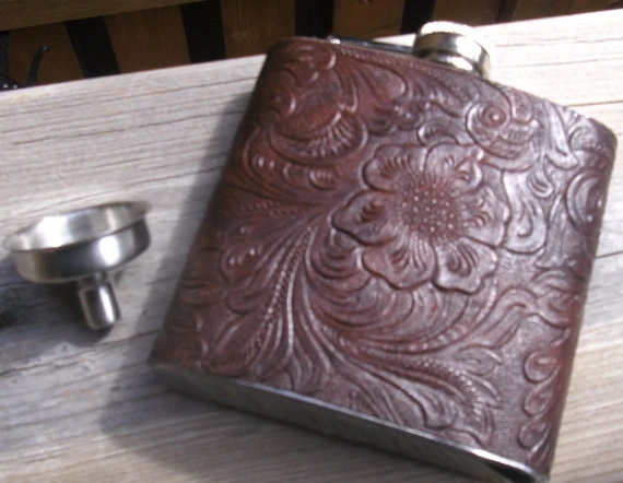China suppliers hot sale 6oz real leather wrapped high quality portable stainless steel liquor hip flask