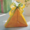 China triangle candy packaging box for wedding gift with ribbon