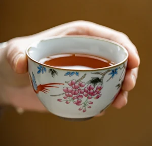 chinease style handmade  retro flowers personal ceramic kungfu tea cup 110ml