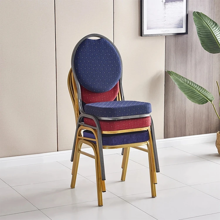 Classical Restaurant Hotel Wedding Comfort Upholstered Gold Metal Banquet Chair