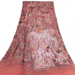Colorful Sequin fabric mesh multicolor embroidered beads fashion wedding dress fashion Sequin lace fabric