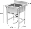 Commercial Sink Kitchen Wash Basin Stainless Steel 1 Compartment Hygienic Robust for Outdoor Indoor Garage Kitchen Laundry Size