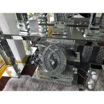 Contemporary Sparkle Crystal Diamond Crushed CC Console Table Bling Glam Mirrored Furniture
