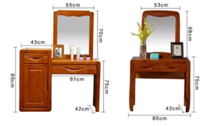 Countryside solid wood dresser with stools and mirrors