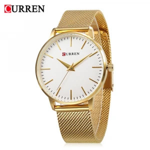 CURREN 9021 Women Fashion Simple Design Japanese Quartz Movement Watch Stainless Steel Mesh Band Wristwatch