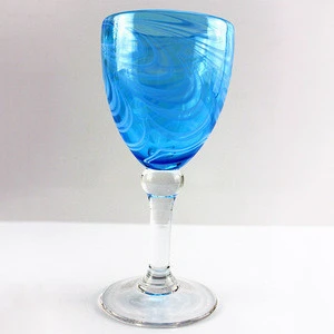 Custom colored wine glass goblet Hotel sky blue crystal water cup glass drink cup