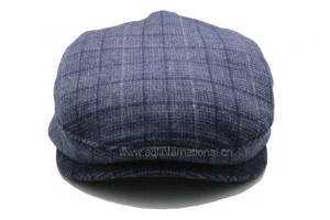 Custom ivy cap blue plaid wool ivy cap french berets hat for men