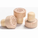 Custom Logo T Cork Wood Top Cap Liquor Champagne Wine Spirit Bottle Stopper