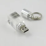 Custom Low MOQ Crystal USB Flash Drive with 8GB capacity memory with black gift box package