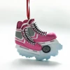 custom made glitter pink ice hockey skate shoes christmas ornament