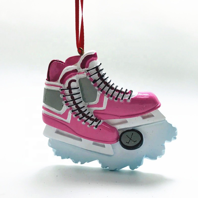custom made glitter pink ice hockey skate shoes christmas ornament